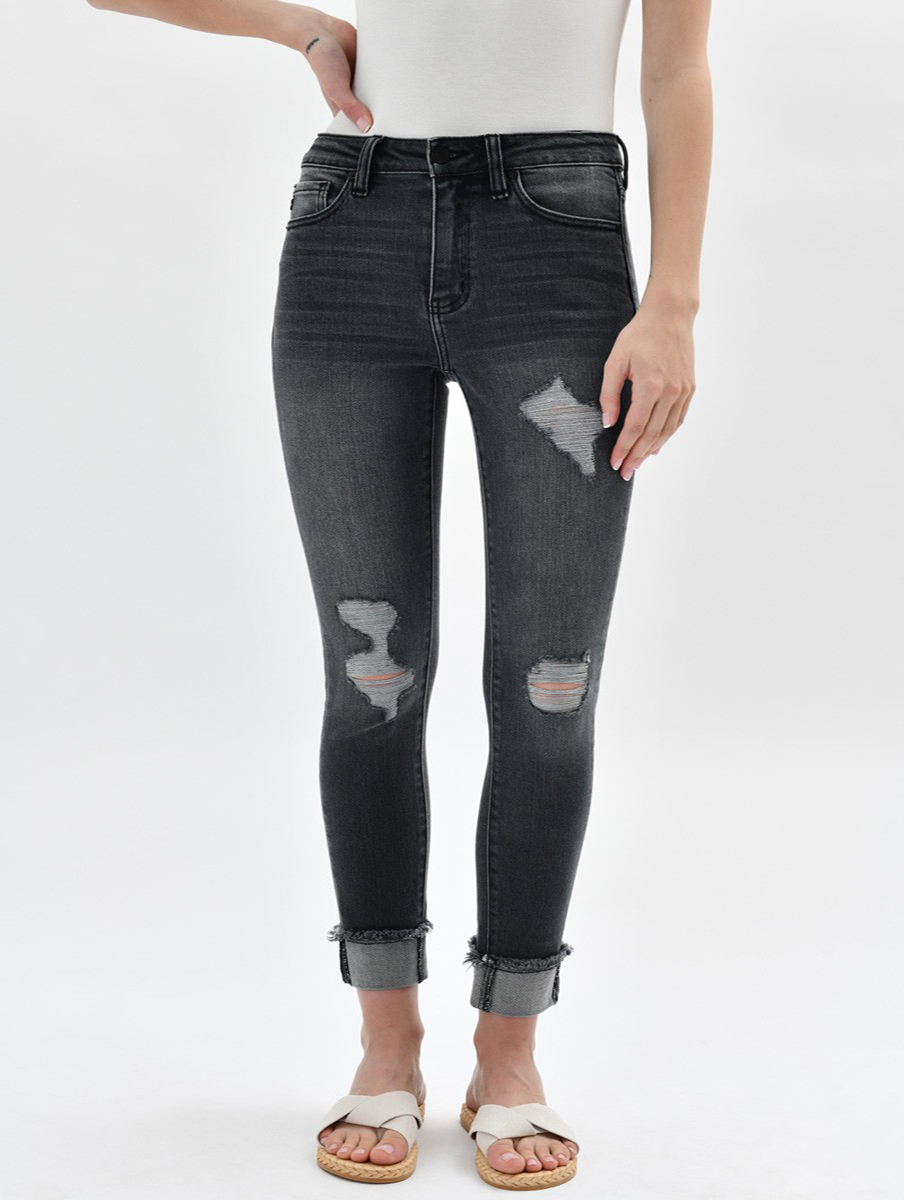 Veronica High-Rise Cuffed Ankle Skinny by KanCan