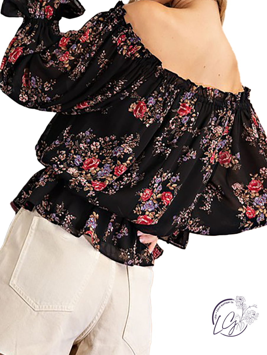 Fool For You Floral Off The Shoulder Blouse