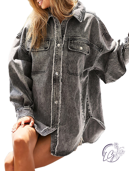 Flirty Feelings Washed Denim Shacket