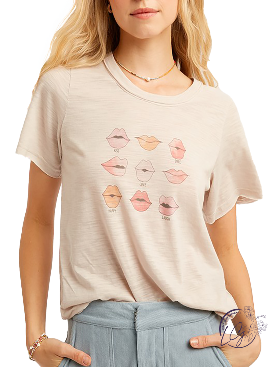 Kiss, Smile, Love, Happy & Laugh Graphic Tee