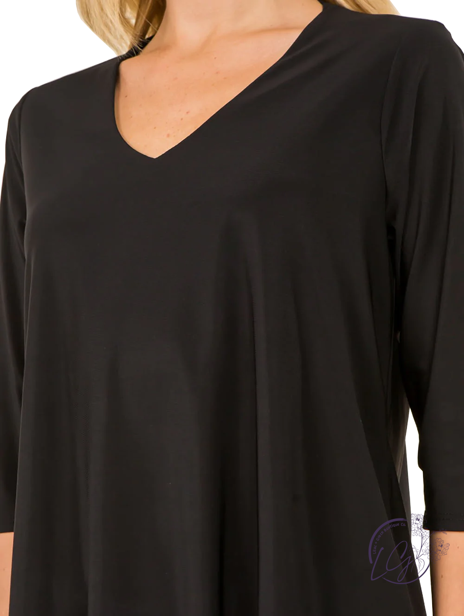 Wrapped Up V-Neck 3/4 Sleeve Top