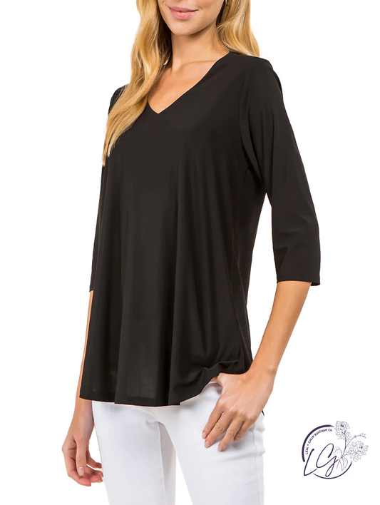 Wrapped Up V-Neck 3/4 Sleeve Top