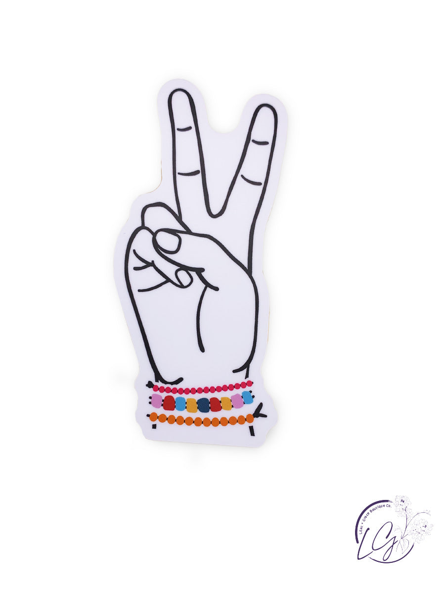 Peace Hand with Beads Sticker