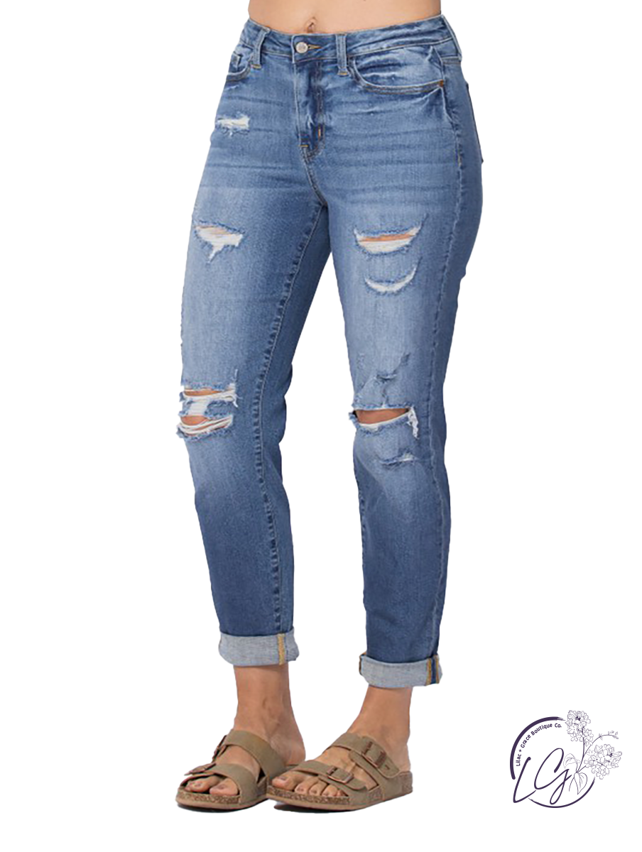 Alexa High-Rise Distressed Boyfriend by Judy Blue