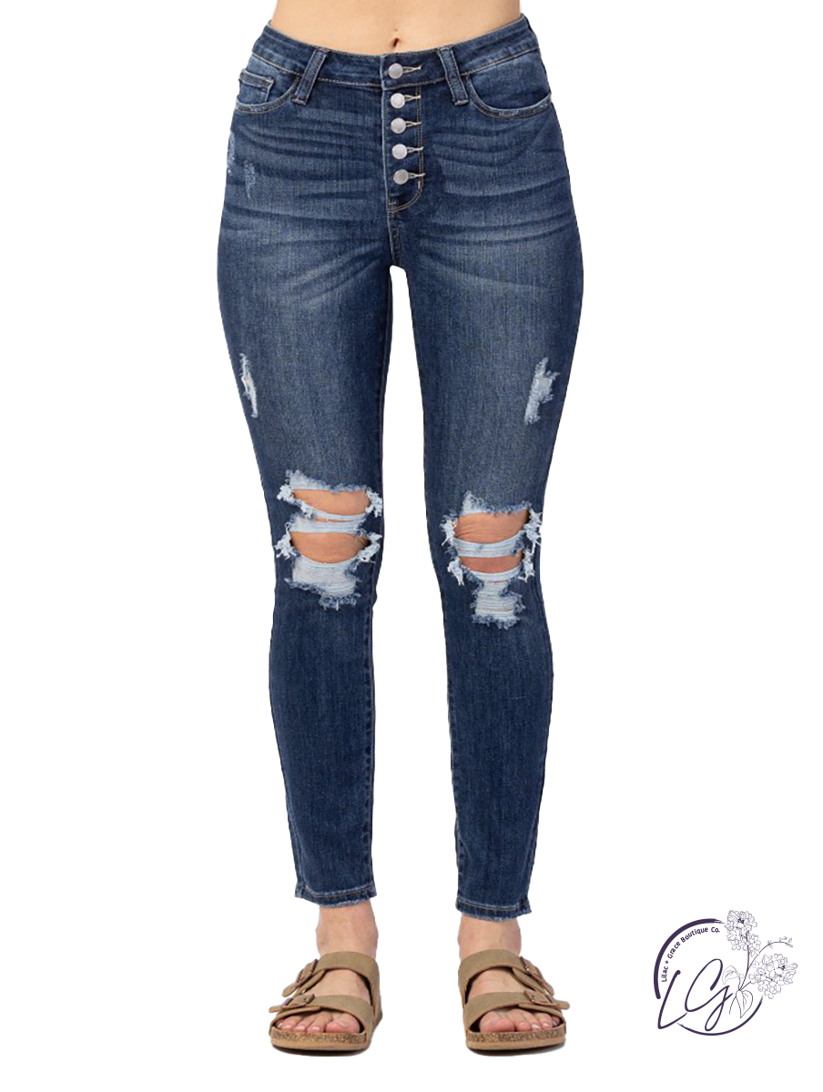 Macy High-Rise Button Fly Skinny by Judy Blue