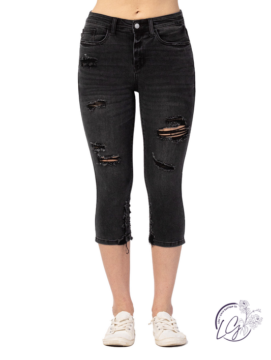 Remi High-Rise Distressed Capri by Judy Blue