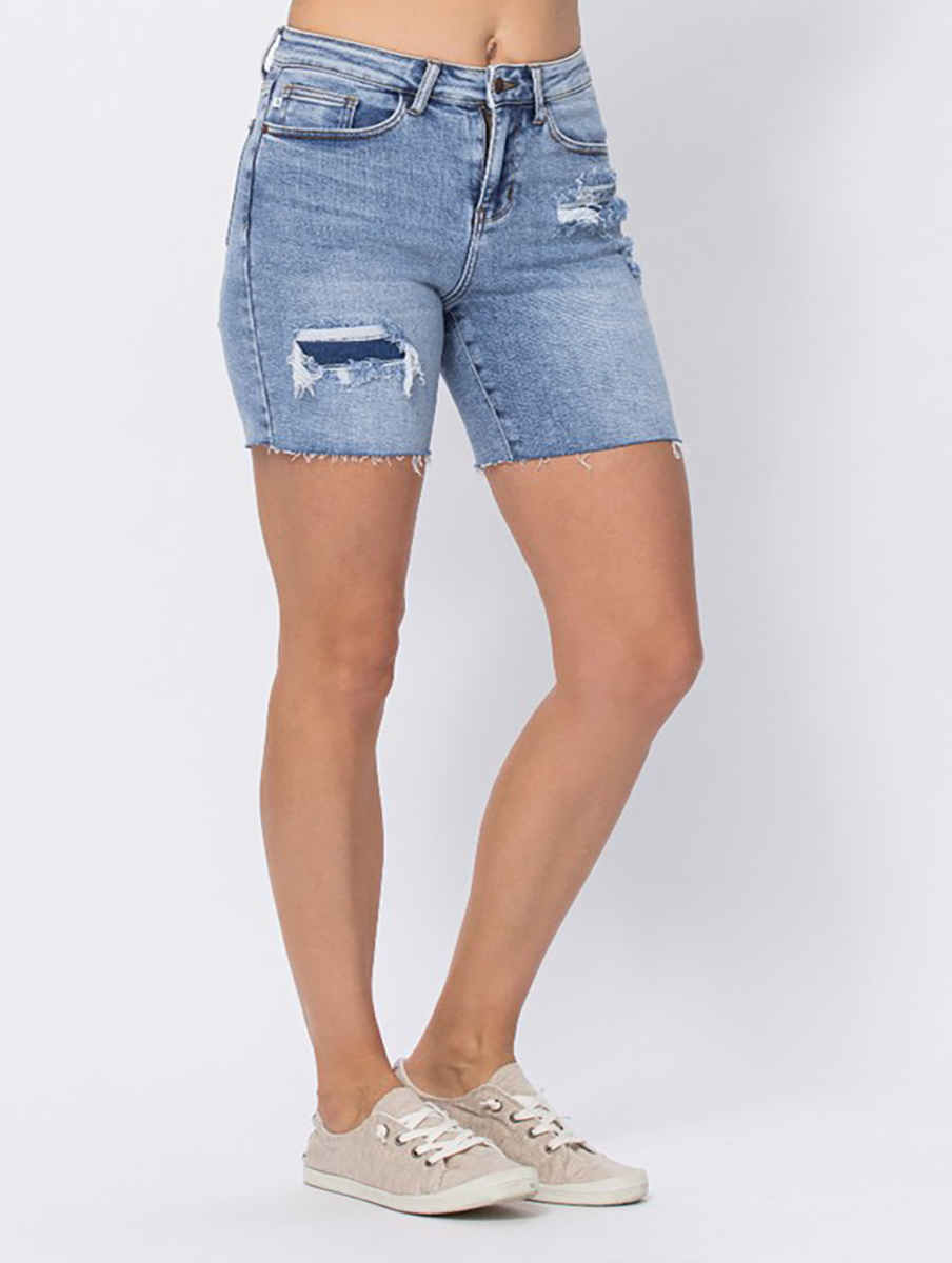 Rayna High-Rise Patch Shorts by Judy Blue