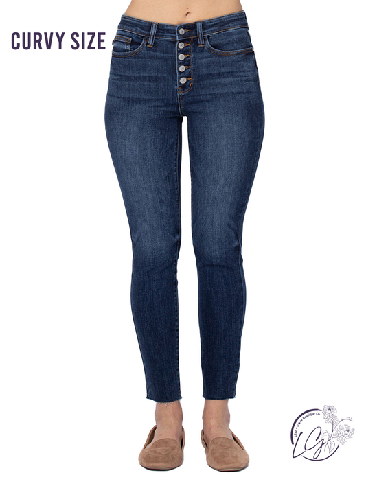 Curvy Mia High-Rise Button Fly Skinny by Judy Blue