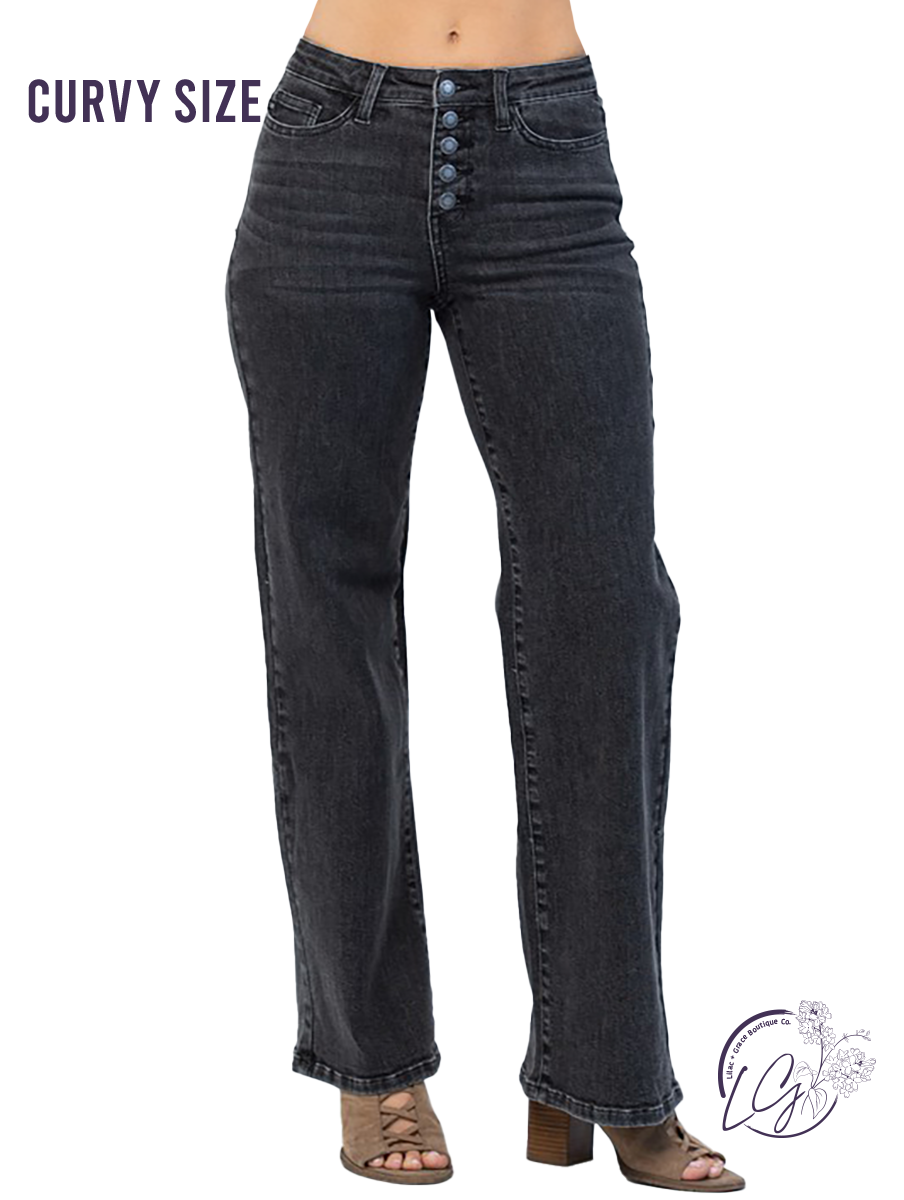 Curvy Nellie High-Rise Button Fly Trouser by Judy Blue