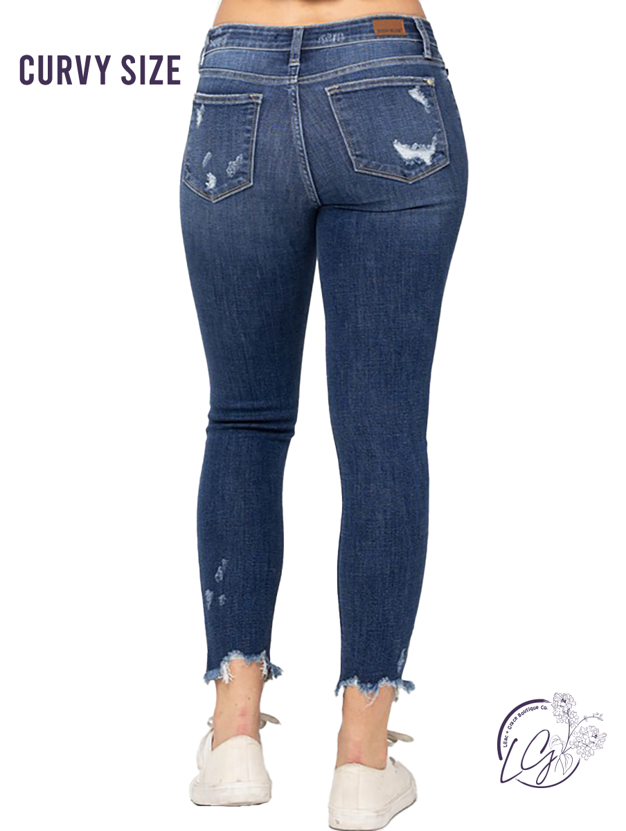 Curvy Rosie Mid-Rise Distressed Skinny by Judy Blue