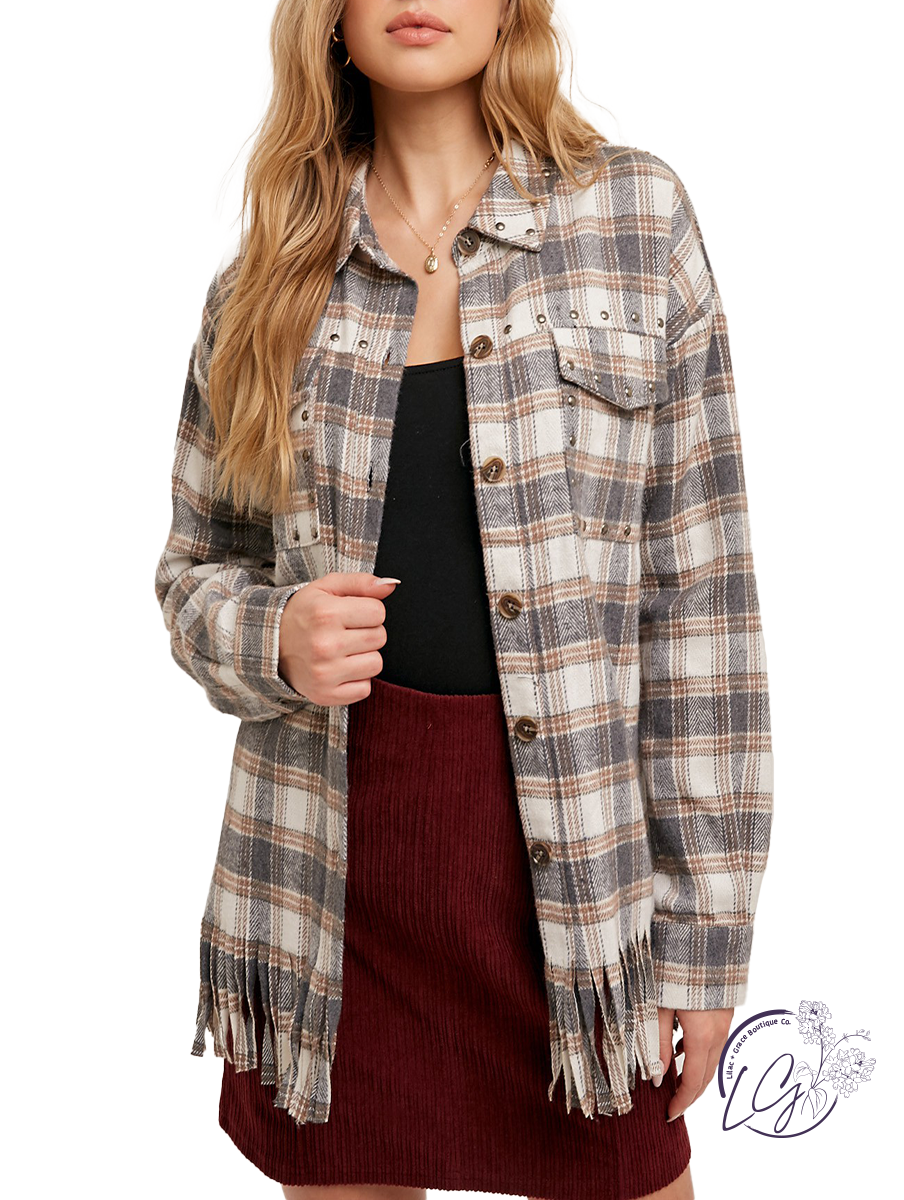 Taking On Fringe Plaid Shacket