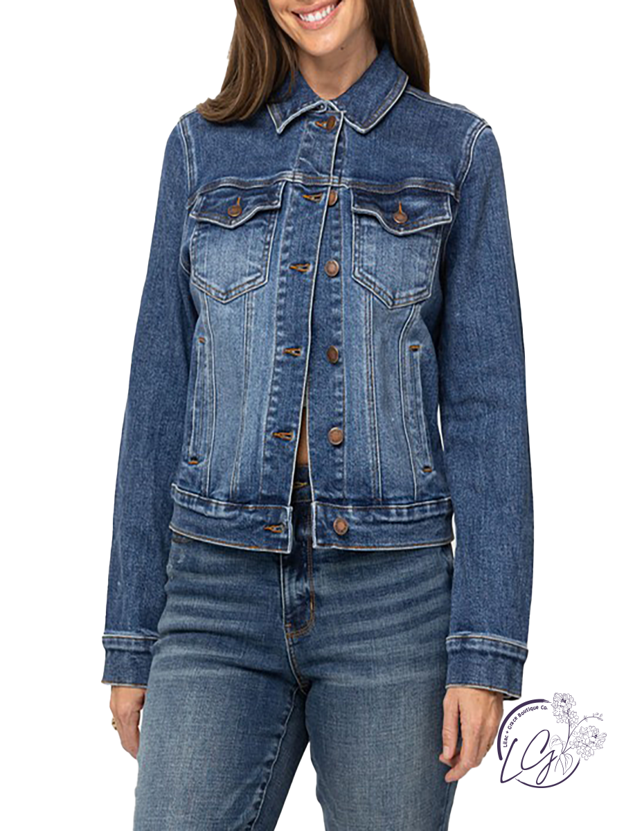 Maude Fringe Denim Jacket by Judy Blue