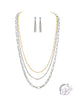 Multi Three Row Chain-link Necklace Set