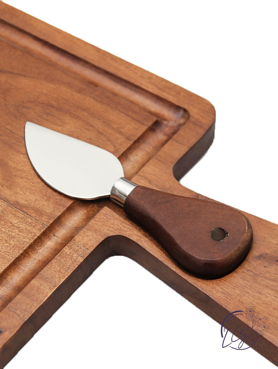 Acacia Wood Cheese Board w/Knife