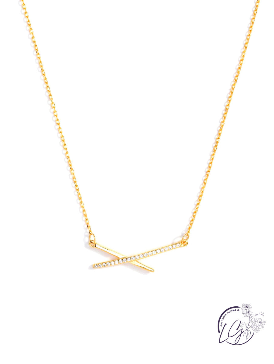 Delicate Pave Criss Cross Necklace