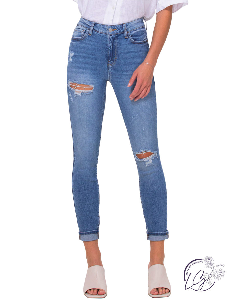 Tiana Mid-Rise Destroyed Skinny by Cello Jeans