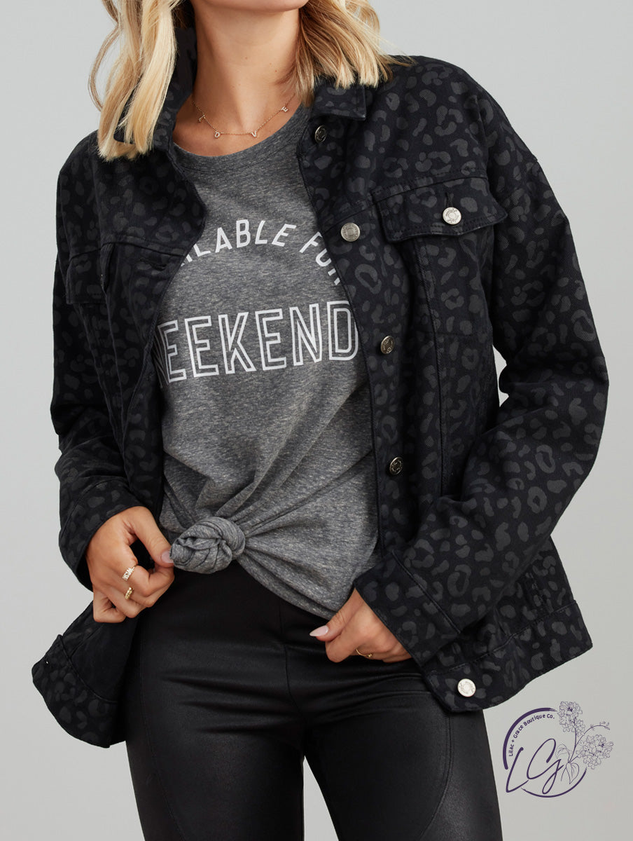 BLACK LEOPARD SHAW BOYFRIEND JACKET