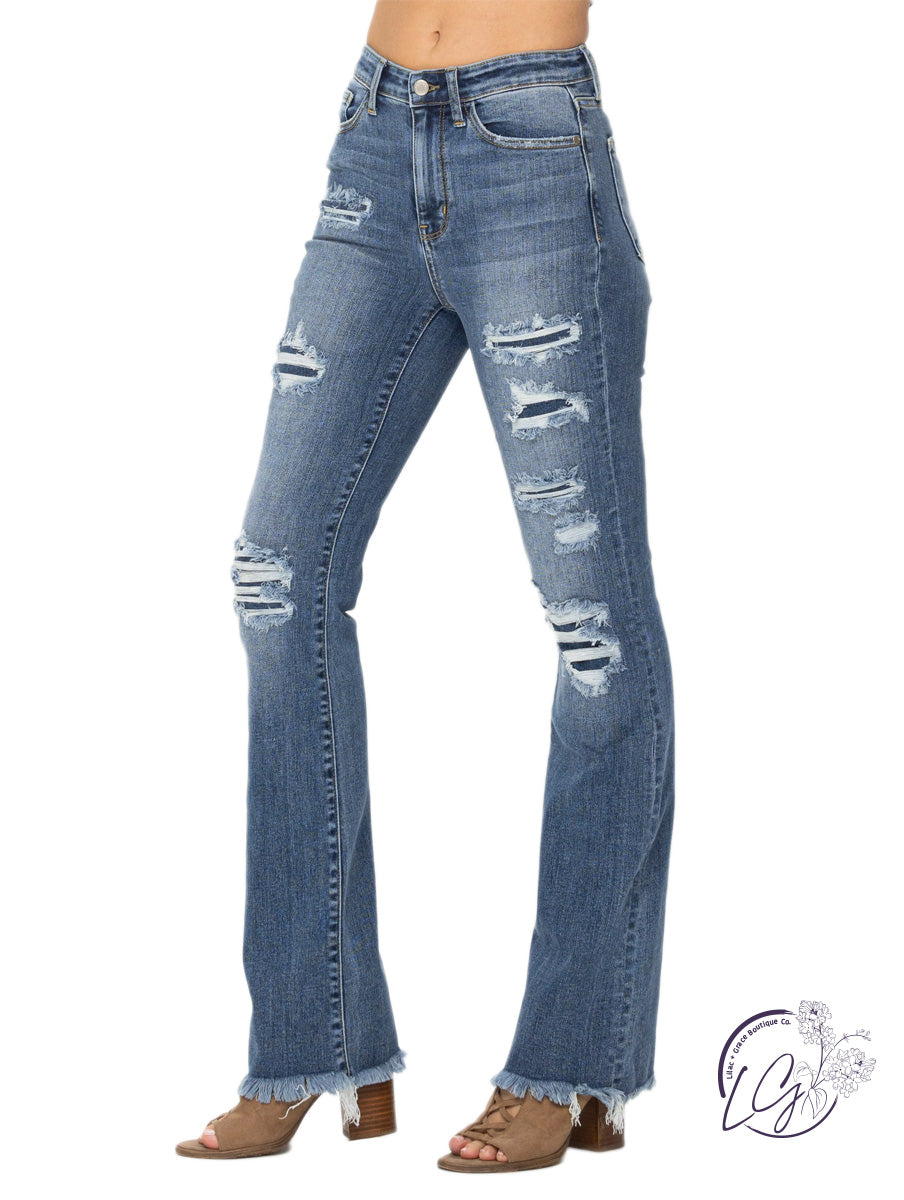 Winona Patched Bootcut Jeans By Judy Blue