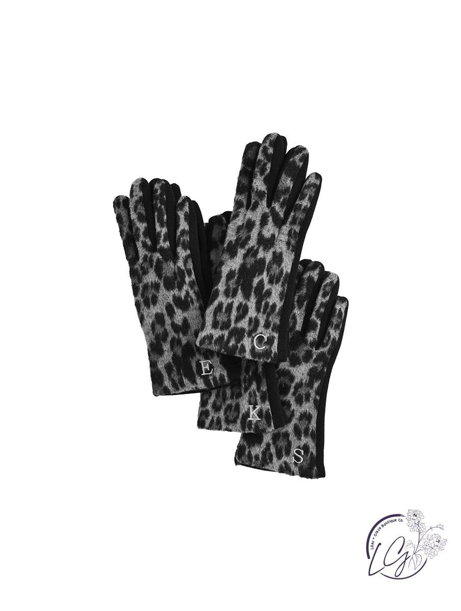 Initial Leopard Gloves