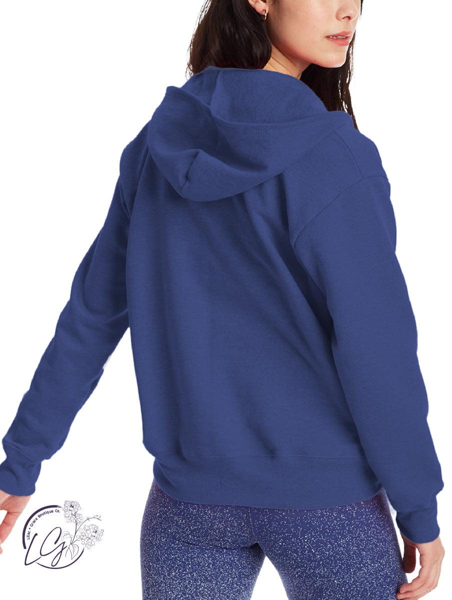 Signature Zip-Up Sweatshirt in Heather Royal