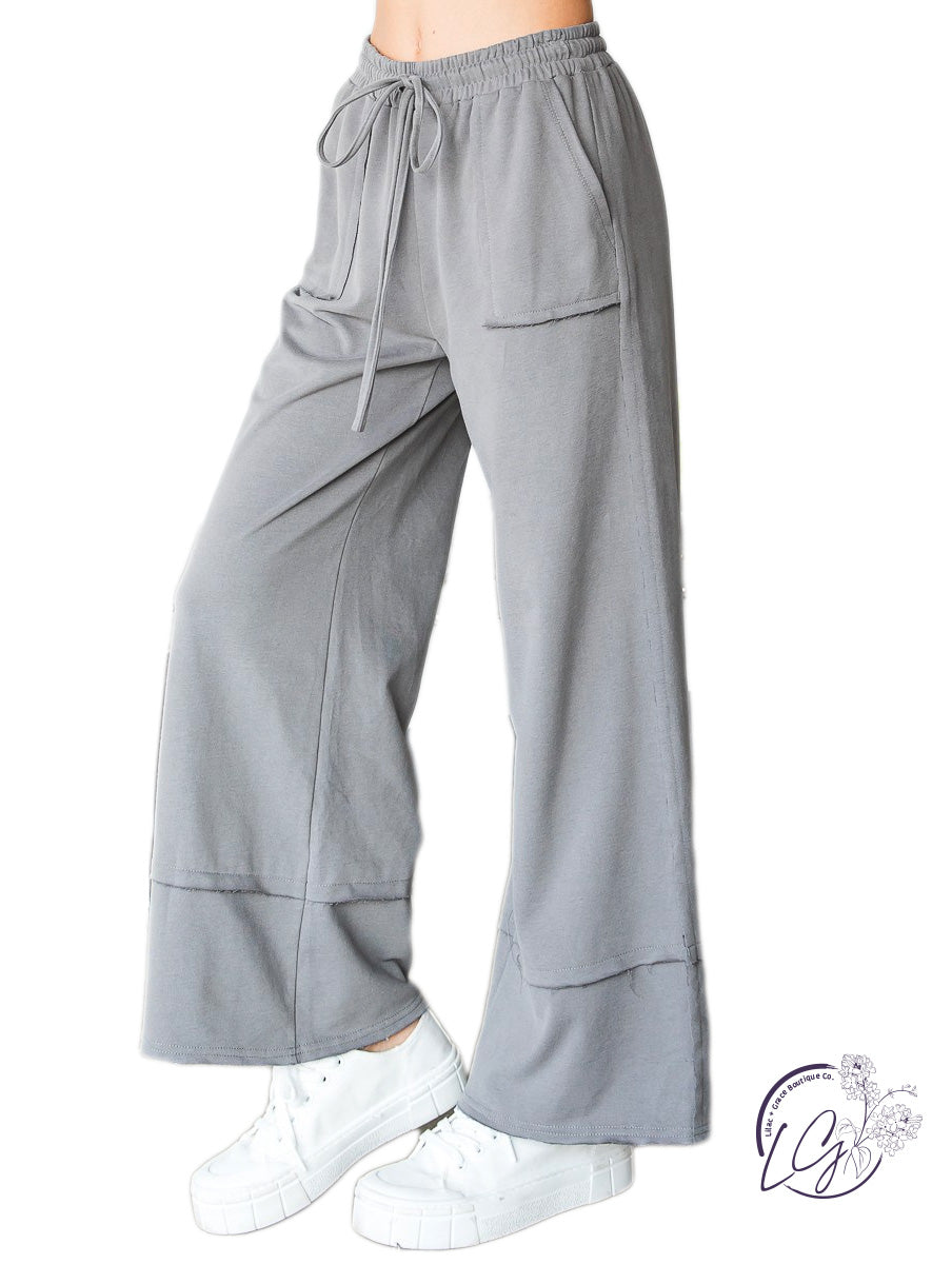 FRENCH TERRY WIDE LEG PANTS