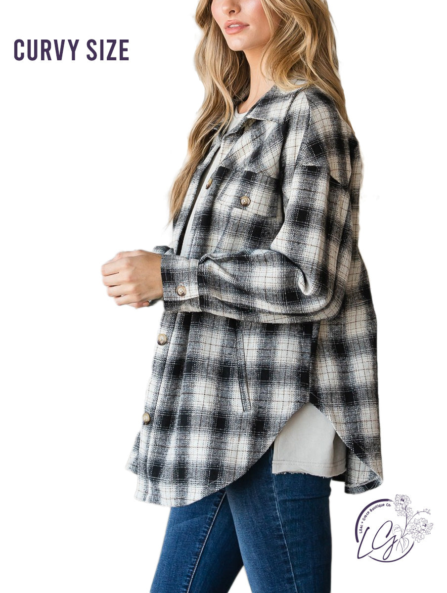 Curvy Easygoing Checkered Flannel