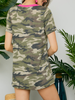 Camo V-neck Tee with Neon Stripe