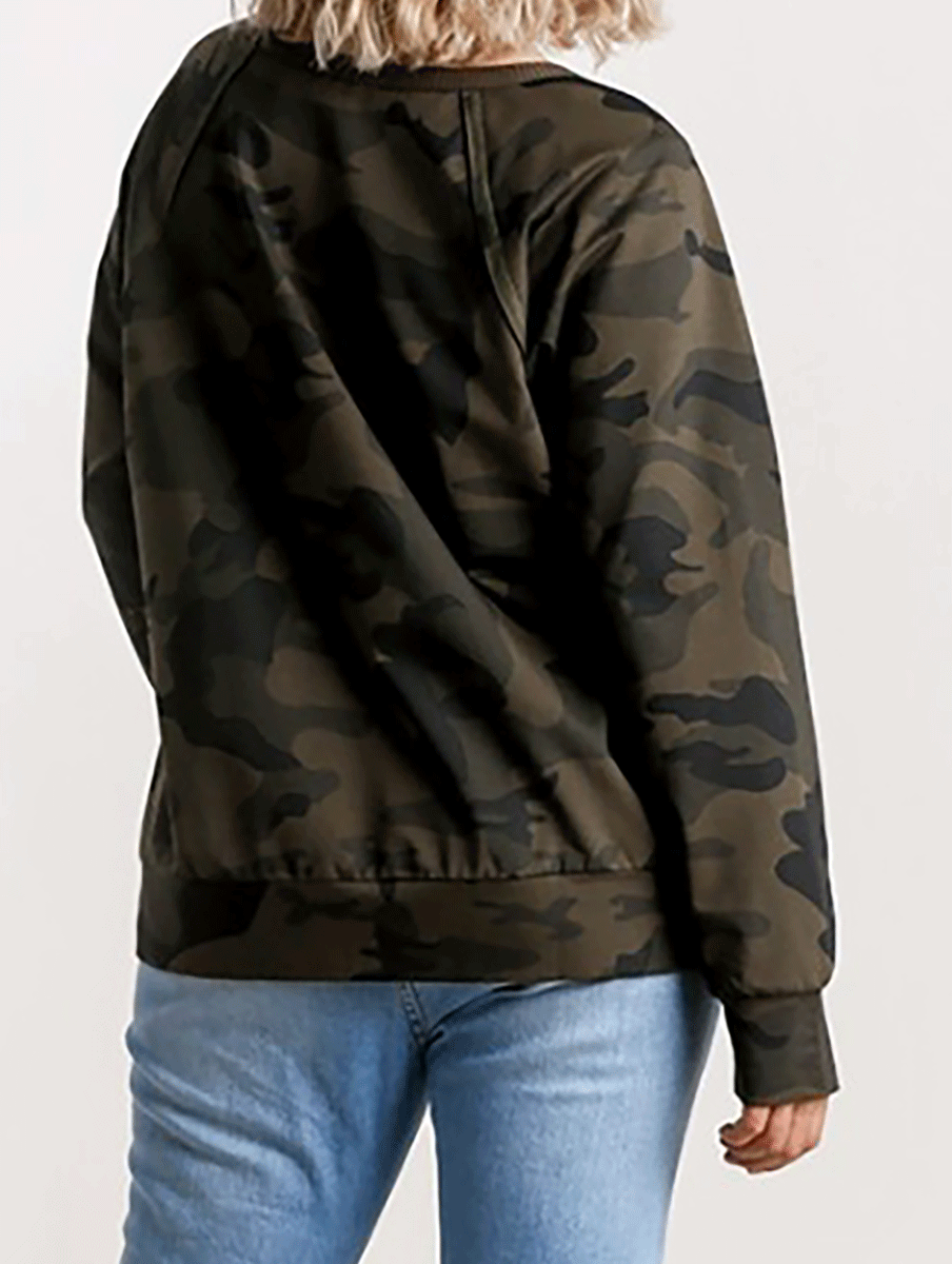 Curvy Can't Wait Camo Crewneck