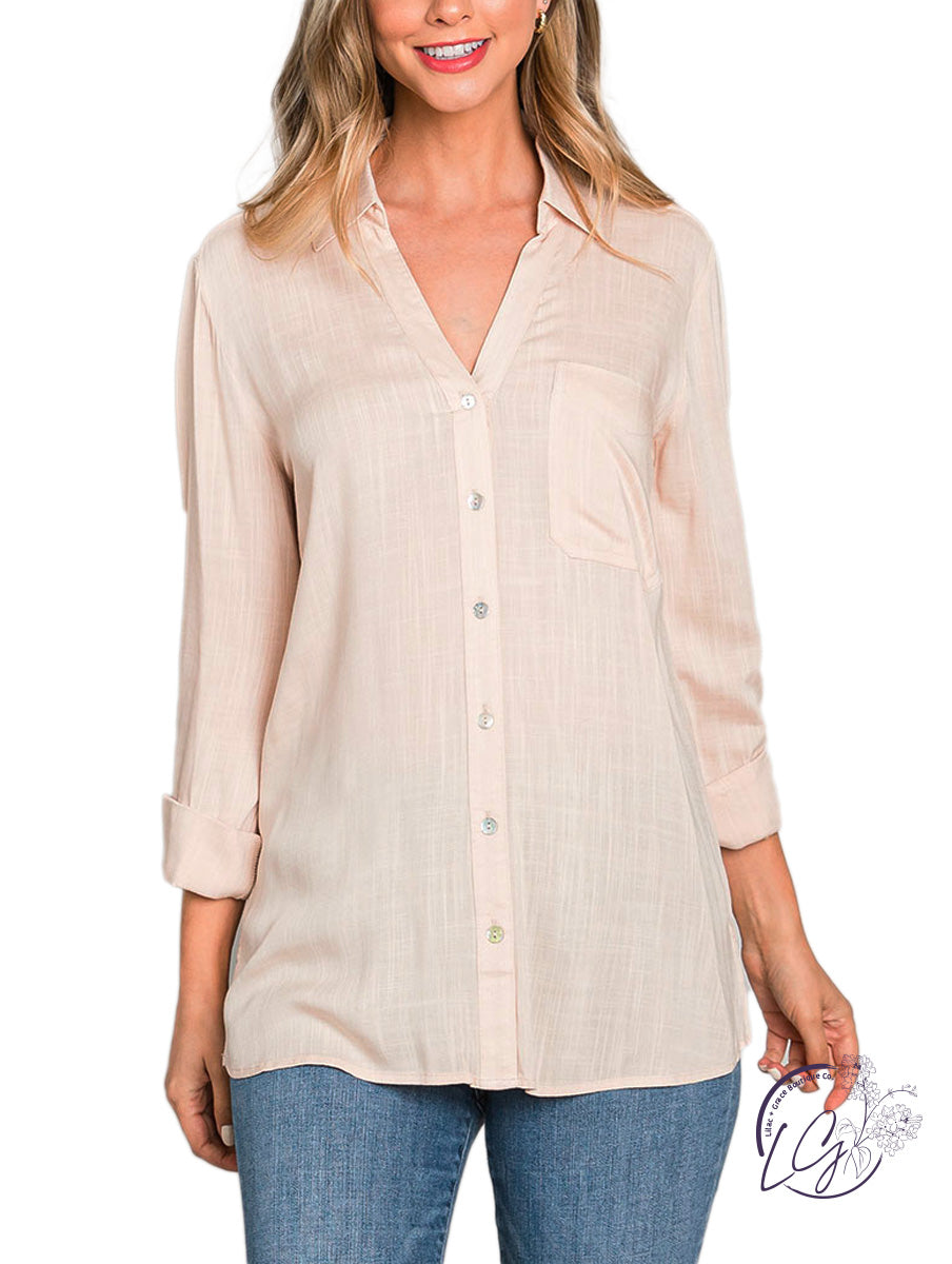 Keepin' It Casual V-Neck Button Down