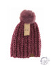 Chenille Chunky Knit Faux Fur Pom CC Beanie