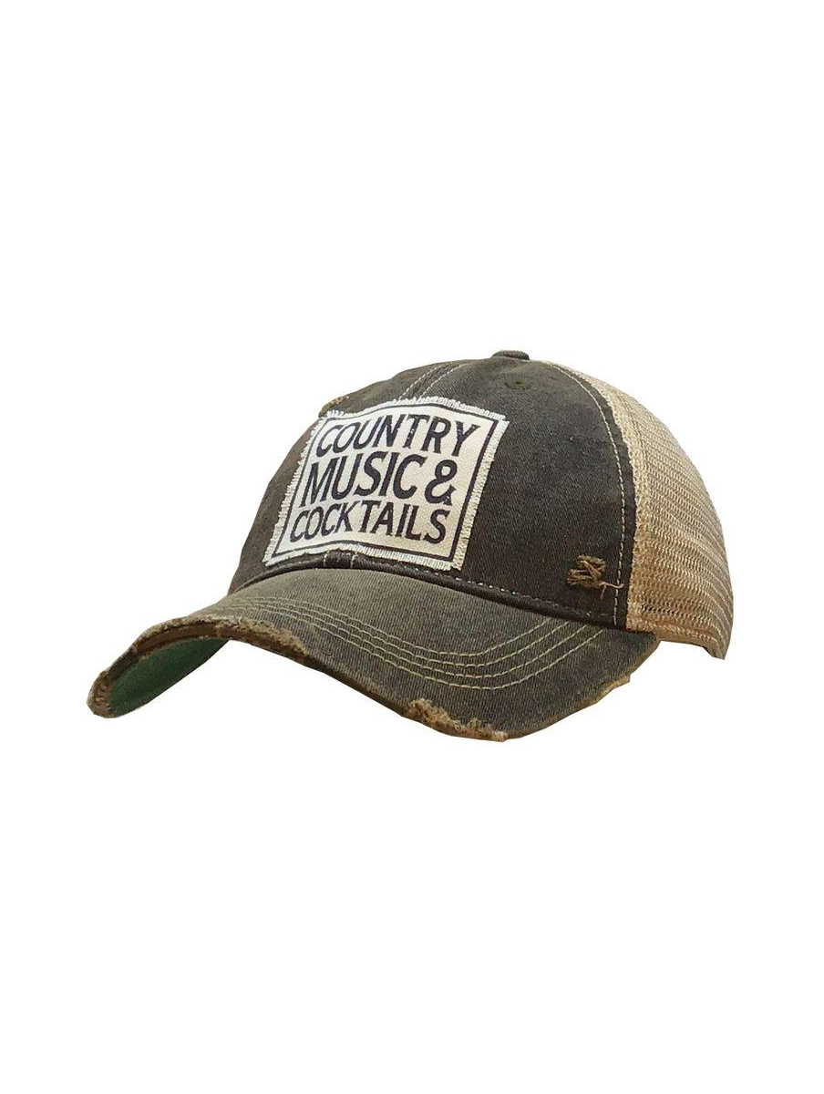 Country Music & Cocktails Distressed Trucker Cap