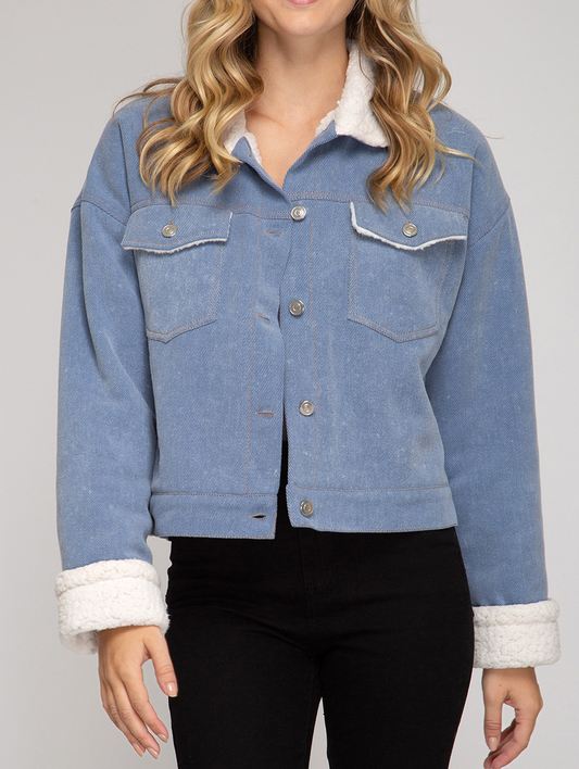 County Line Faux Denim Jacket