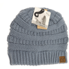 Criss Cross Knit Beanie in Steel Blue