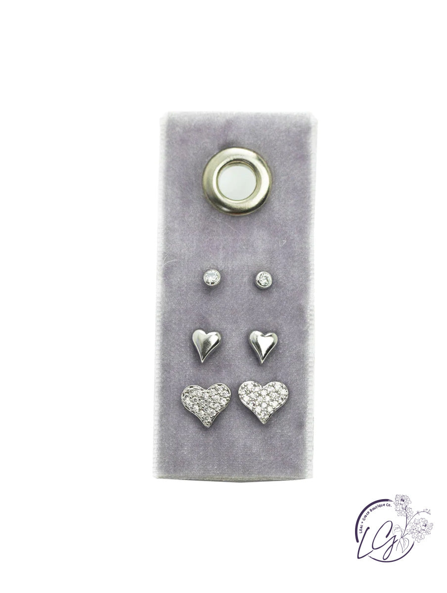 Heart Velvet Stud Gift Set