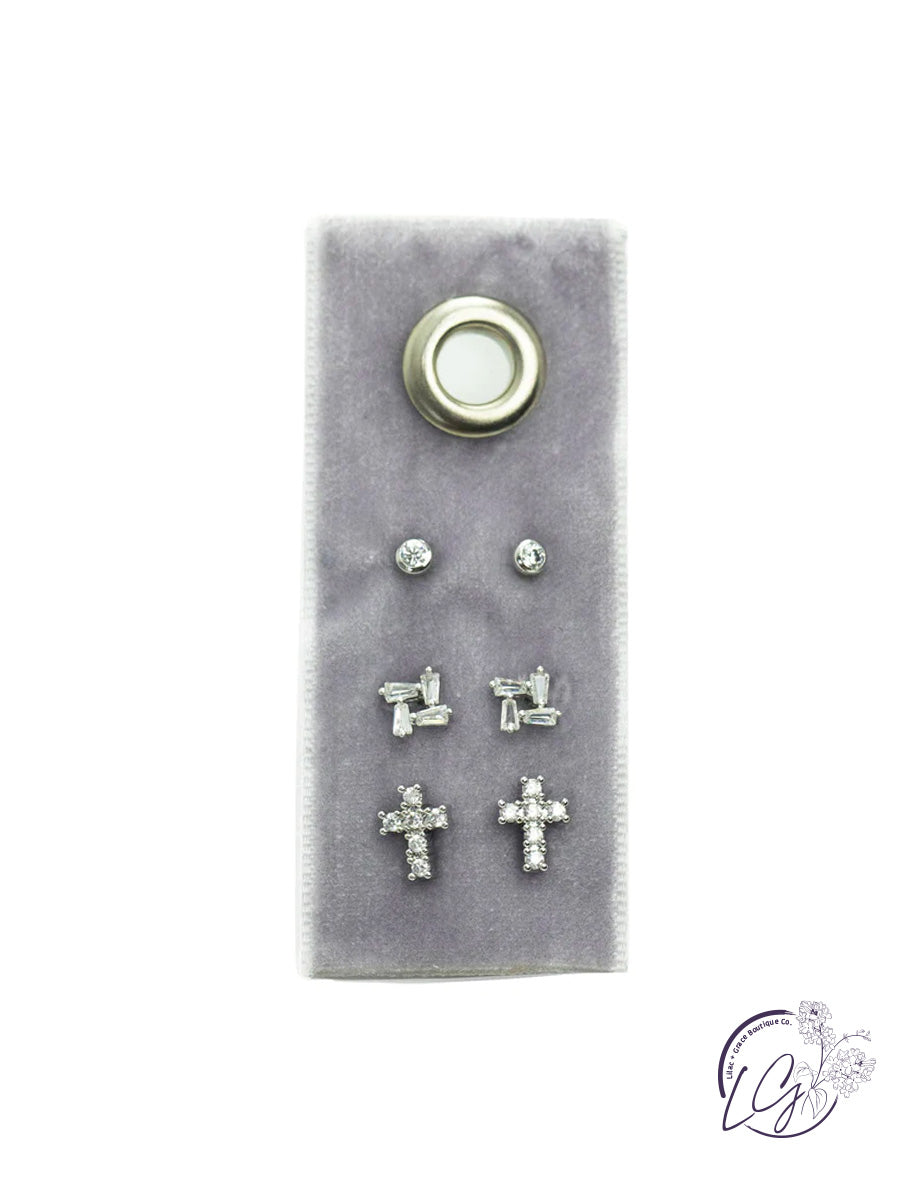 Cross Velvet Stud Gift Set