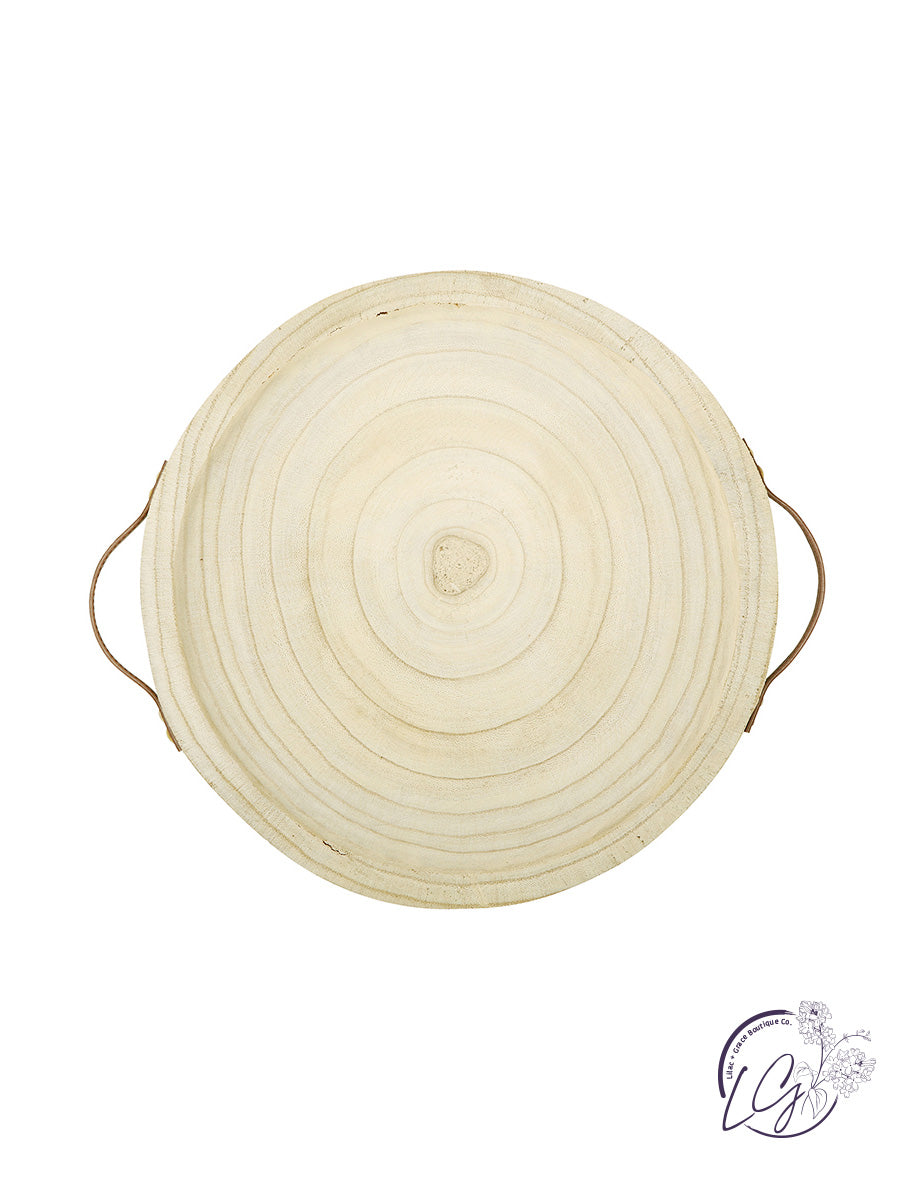 PAULOWNIA + LEATHER TRAY - NATURAL