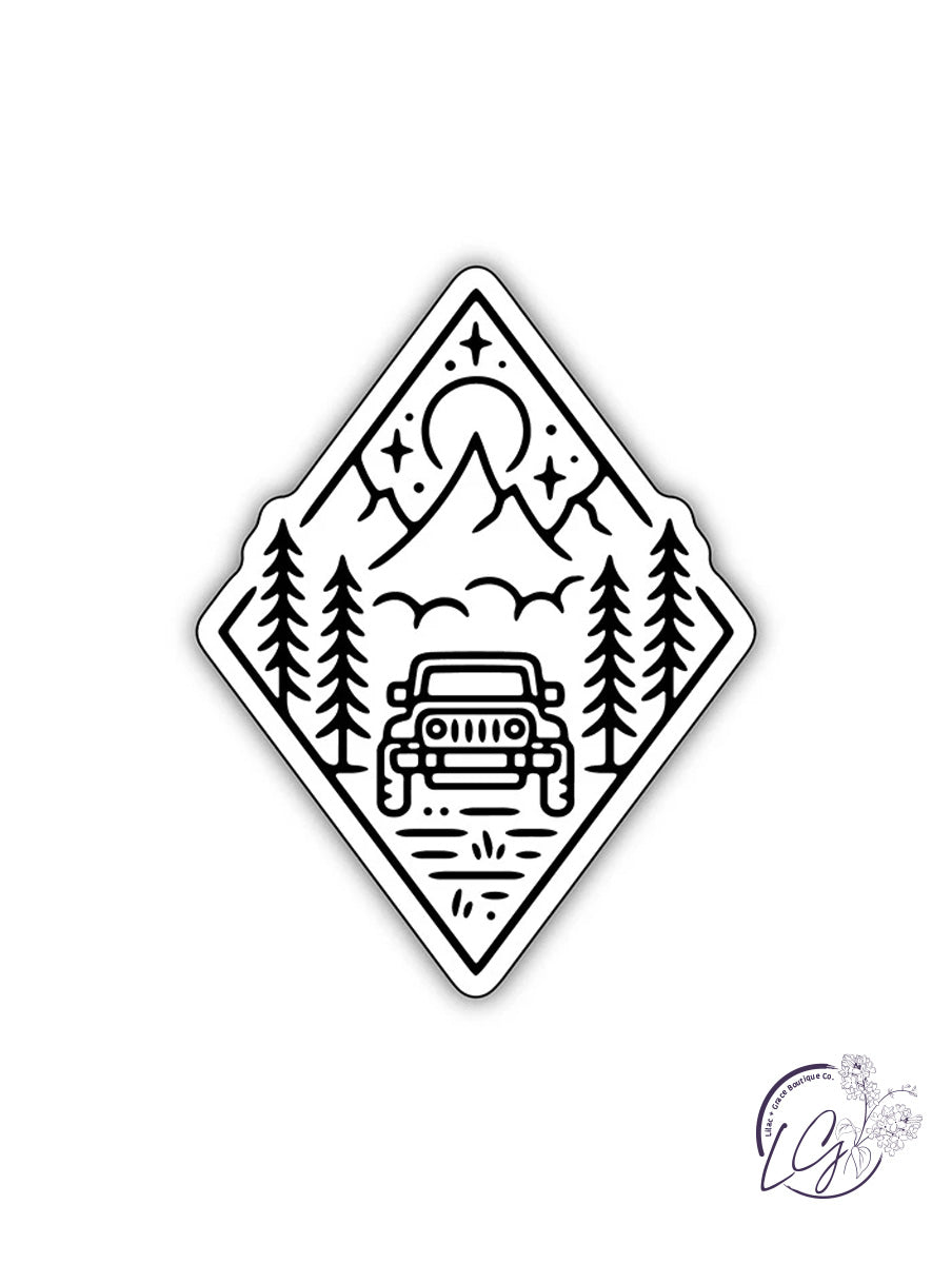 Outdoor Jeep Scene Sticker