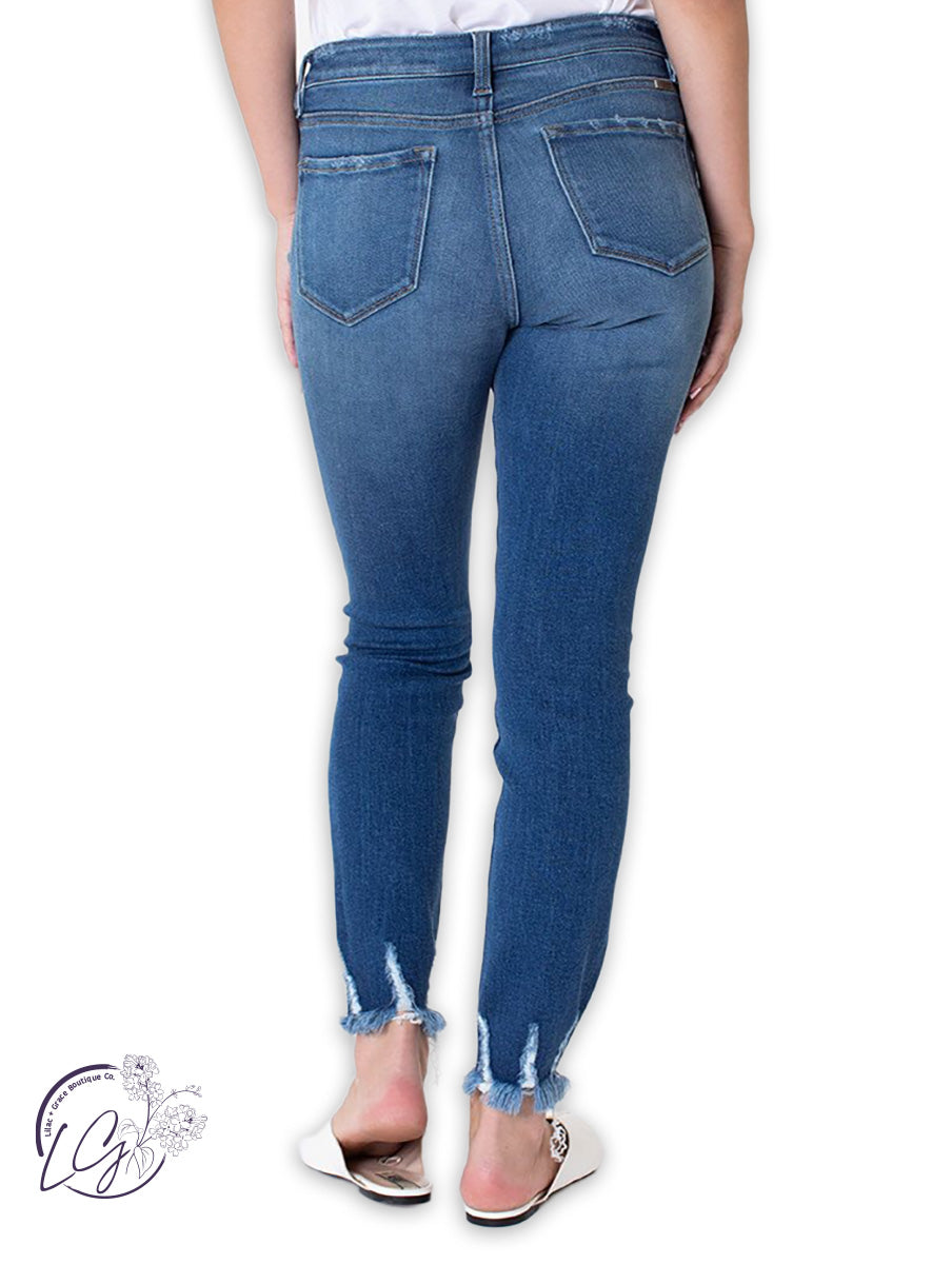 Julia High Rise Hem Detail Ankle Skinny Jean By KanCan