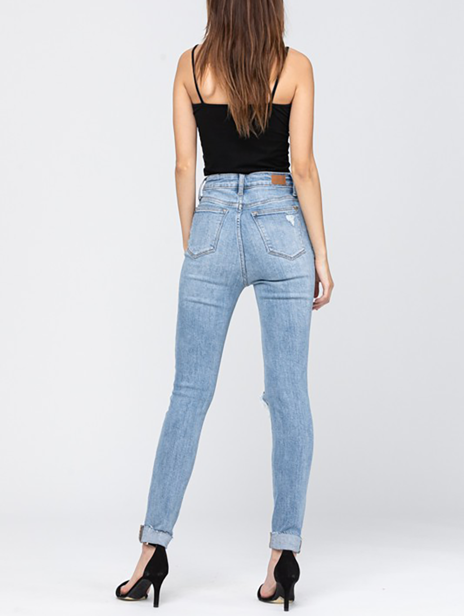 Kenzie Distressed High Waisted Skinny Jean By Judy Blue Denim