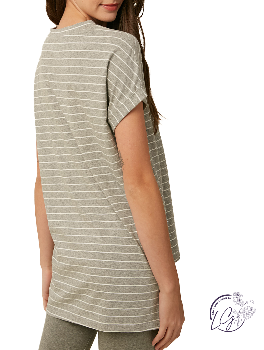 Stripe My Life V-Neck Tee