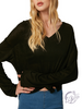 The One Basic Burnout V-Neck Long Sleeve