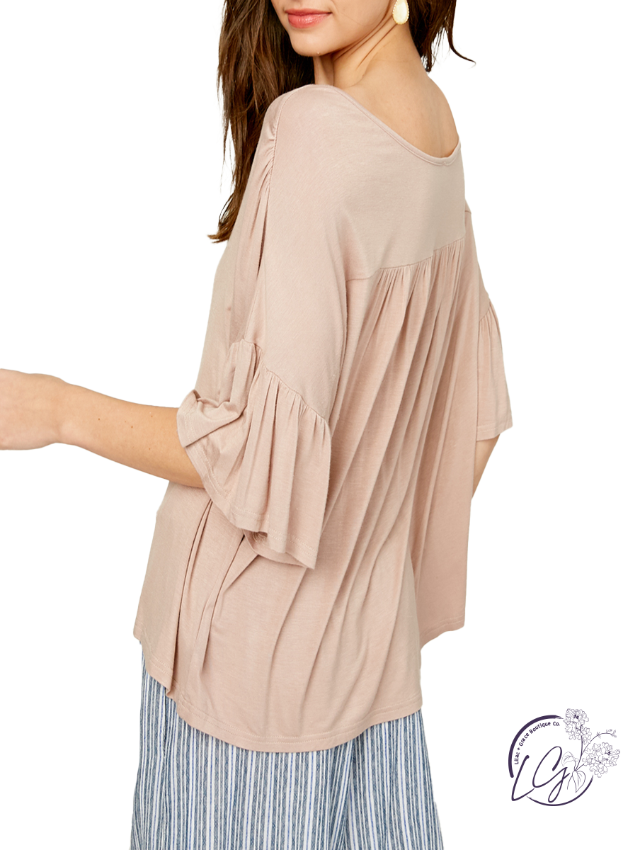 Cooling Off V-Neck Ruffle Top