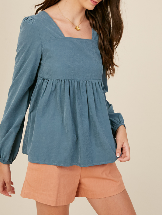 Dinner Party Suede Square Neck Top