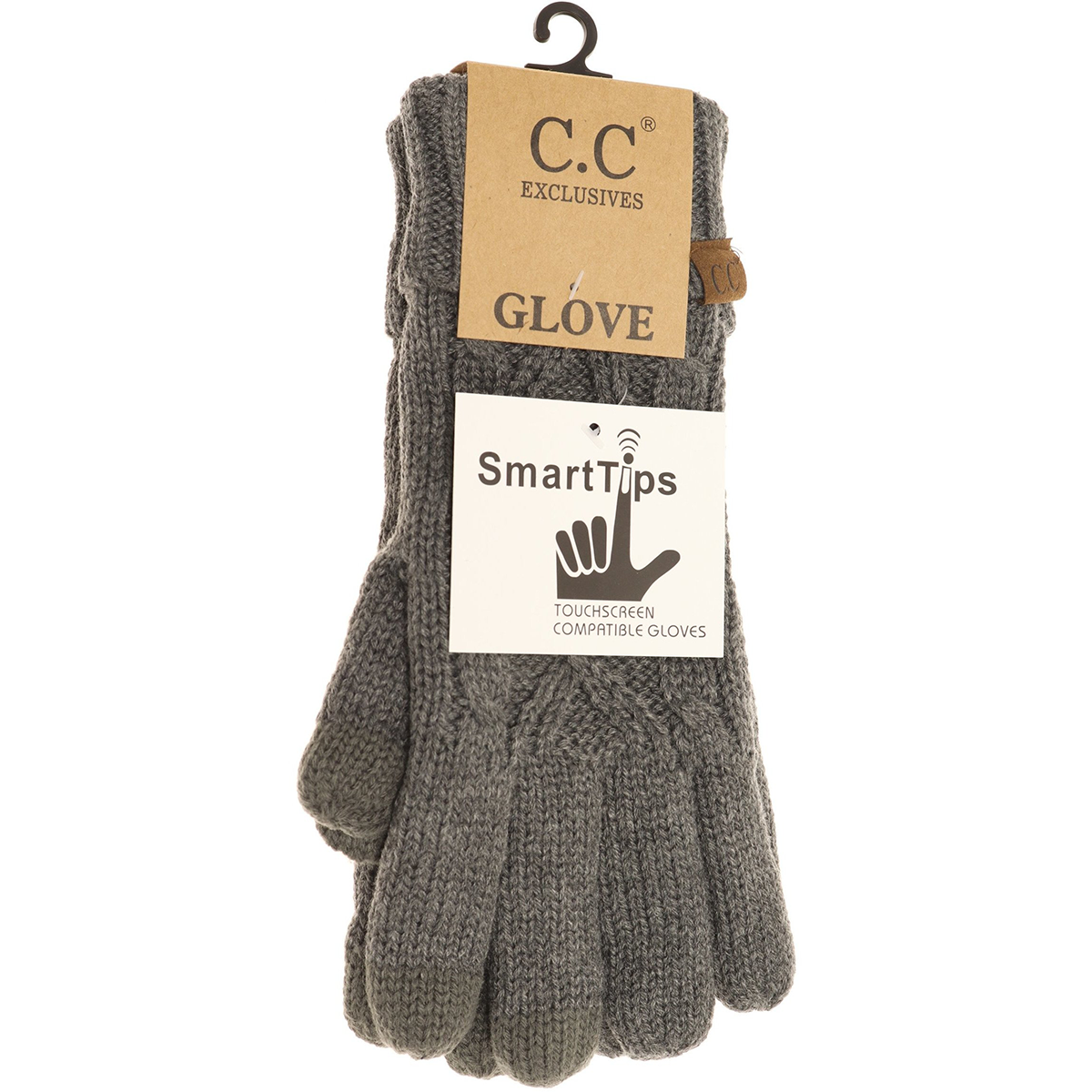 Lined Cable Knit Gloves in Dark Grey