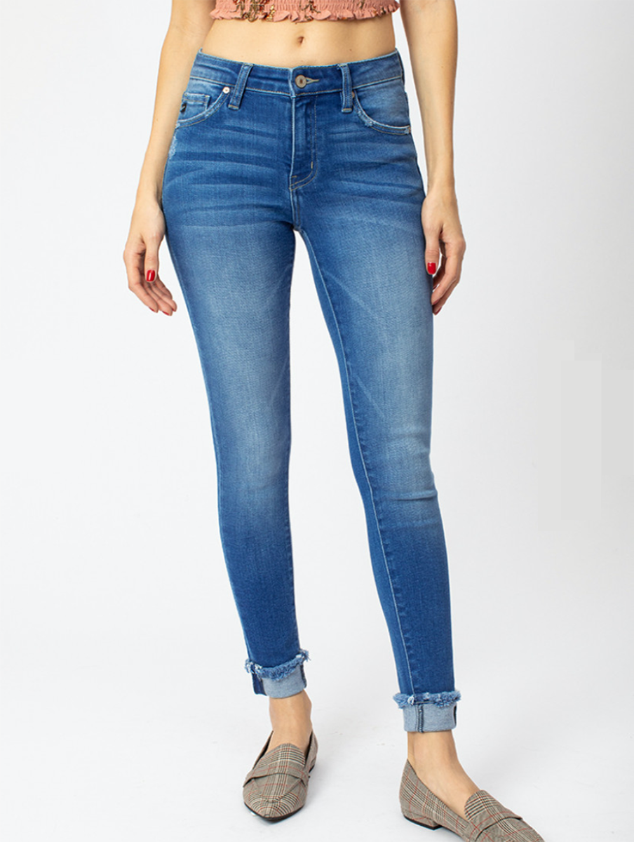 Curvy Mikaela High Rise Distressed Ankle Skinny Jean By KanCan