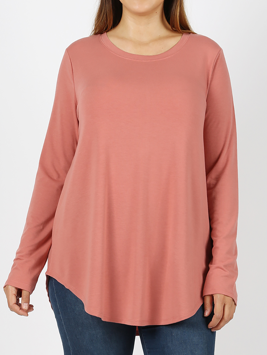 Curvy Must Have Scoop Neck Long Sleeve