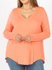 Curvy Must Have V-Neck Long Sleeve