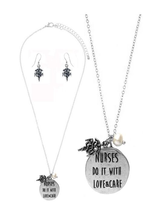 Nurses Do it with Love Necklace Set