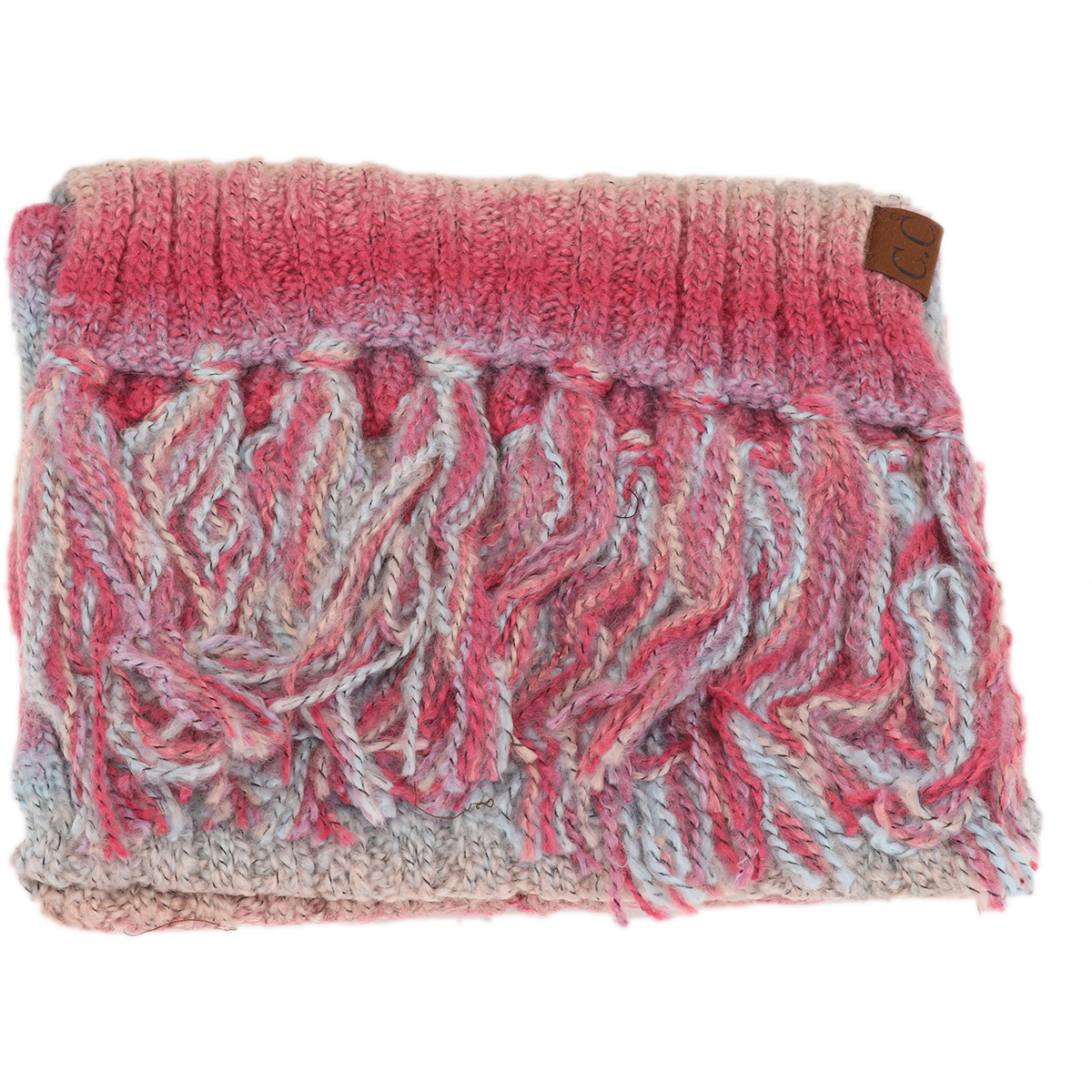 Ombre Knit Scarf with Fringe in Mauve