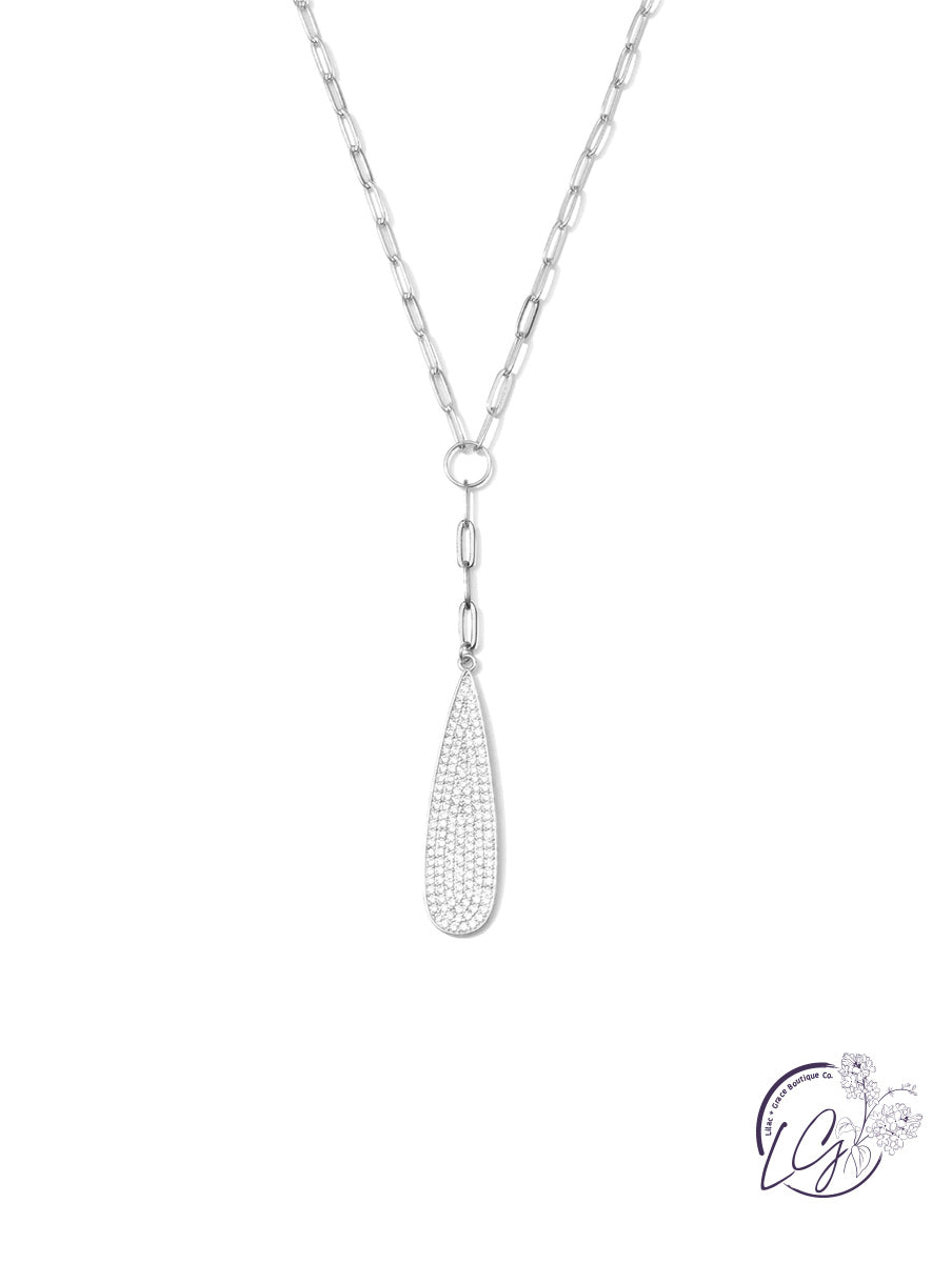 Pave Teardrop Y Necklace